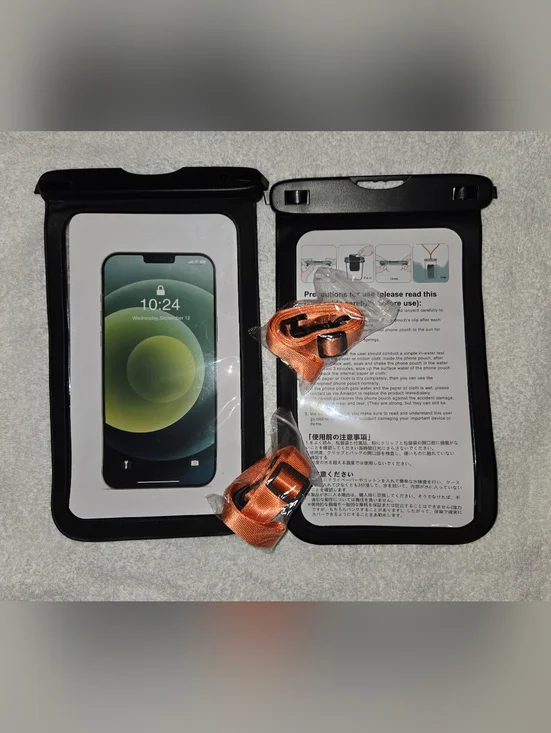Waterproof Phone Pouch with Orange Lanyard - Picture 2 of 4